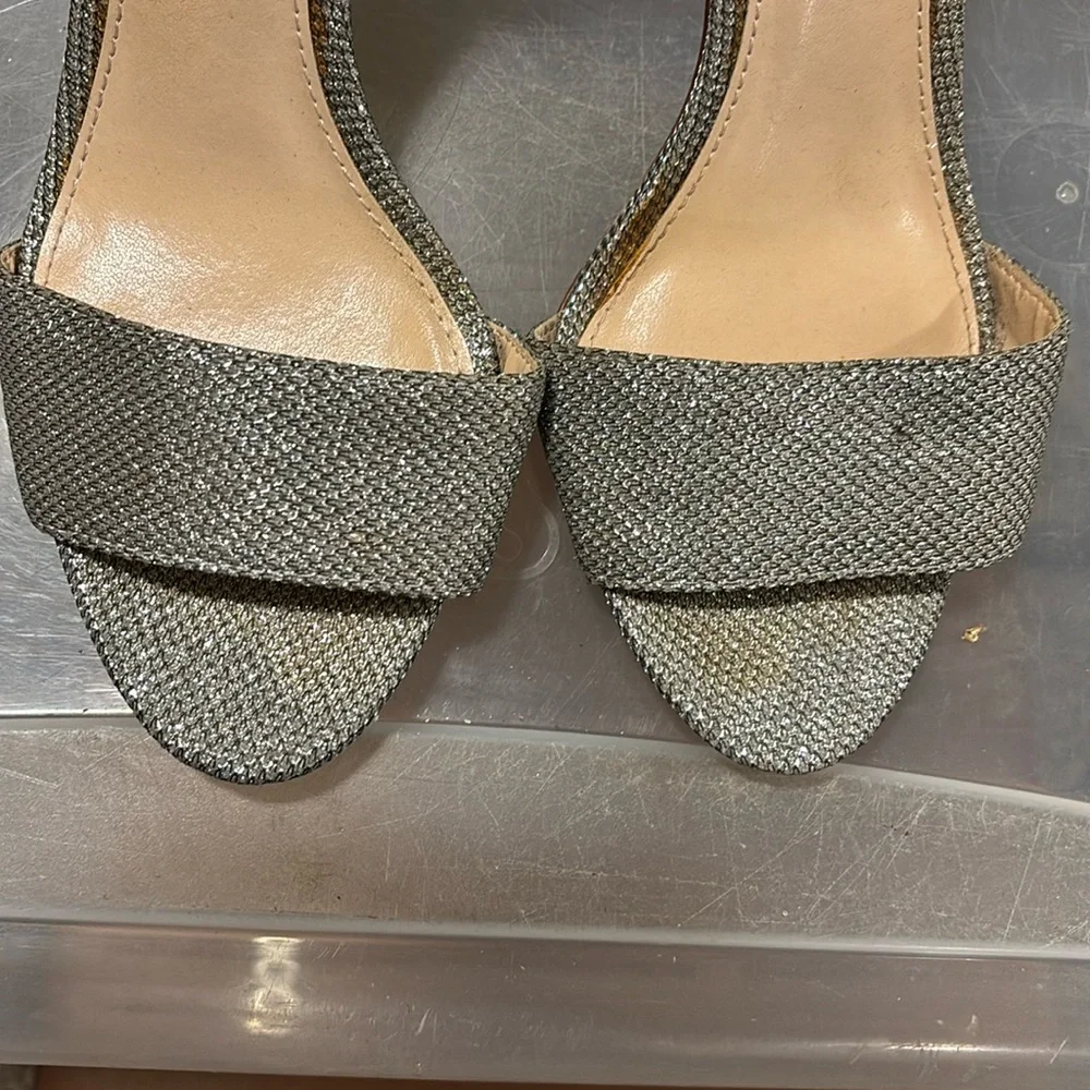 Vince Camuto Silver Stiletto Heels with Ankle Strap - Picture 5 of 5